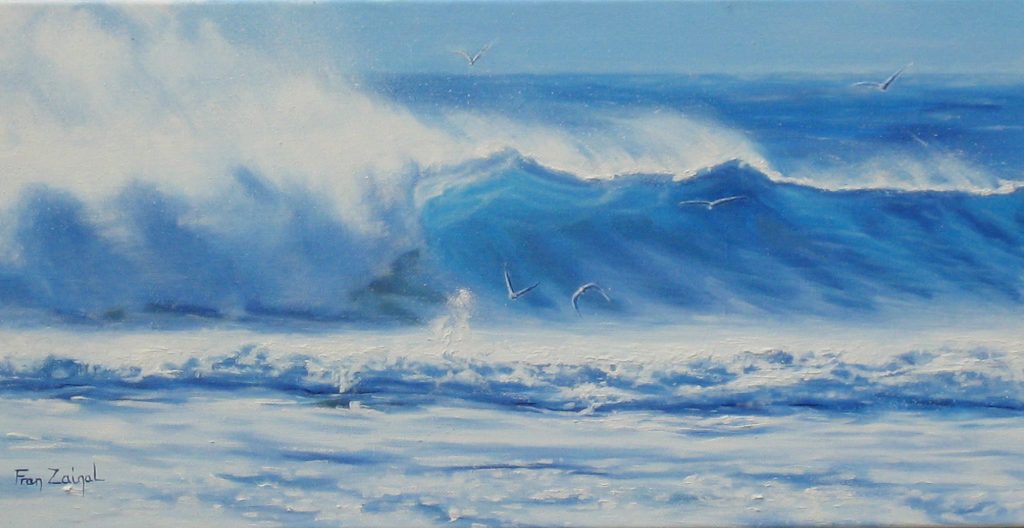 Blue wave,  oil on canvas